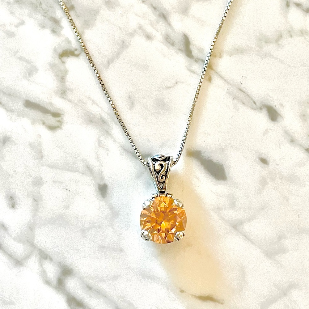 Sterling Silver Vintage Topaz Imperial Gemstone Necklace